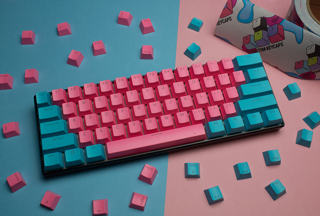 Pink and Blue ABS Keycaps - ISO Layout