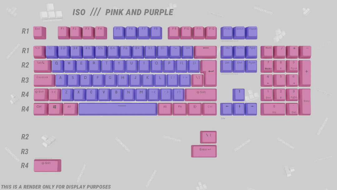 Purple and Pink ABS Keycaps - ISO Layout