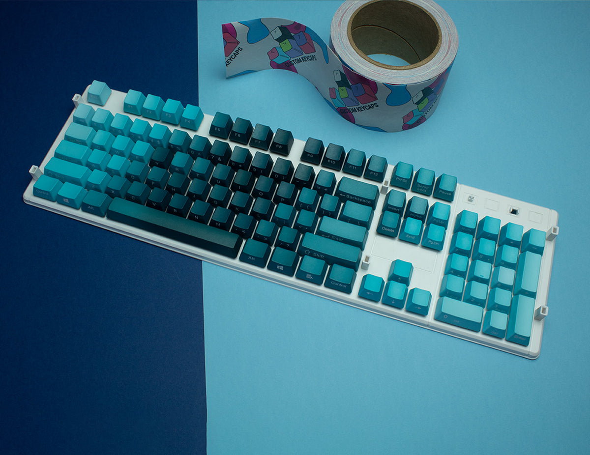 Prismarine Fade PBT Keycaps – Custom Keycaps UK