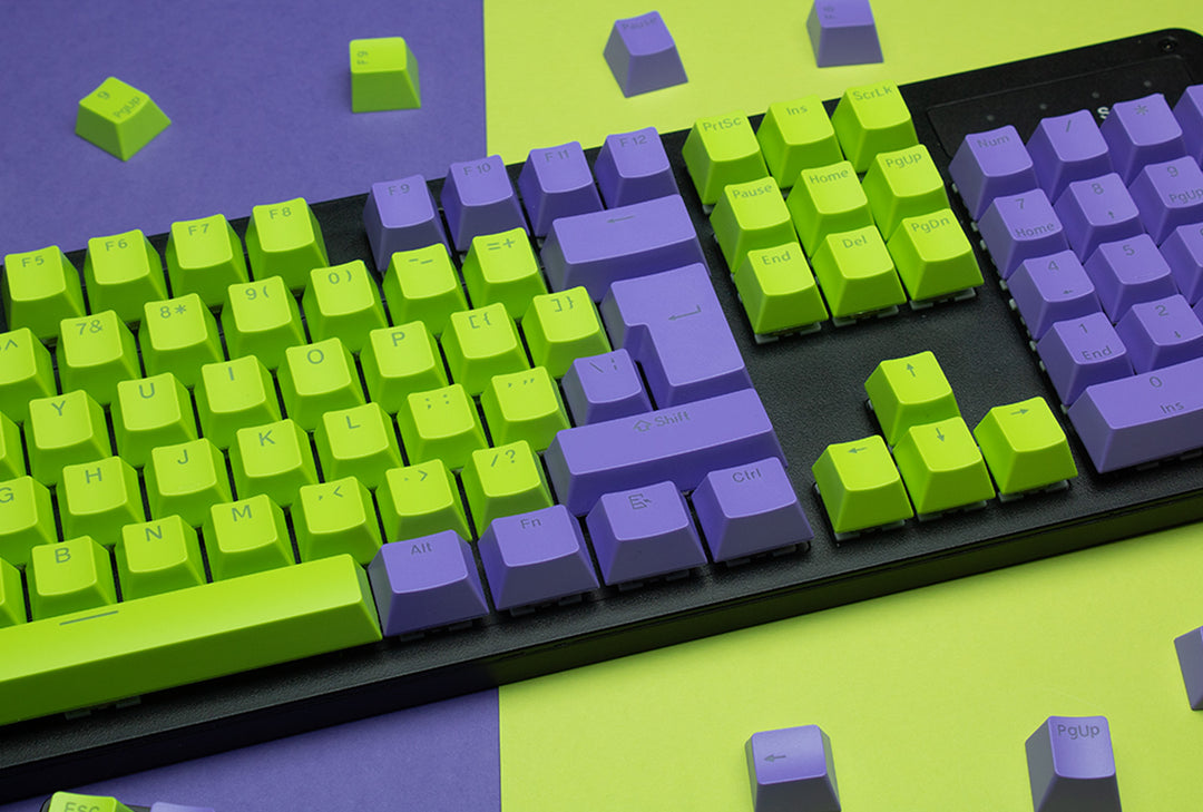 Green and Purple ABS Keycaps - ISO Layout