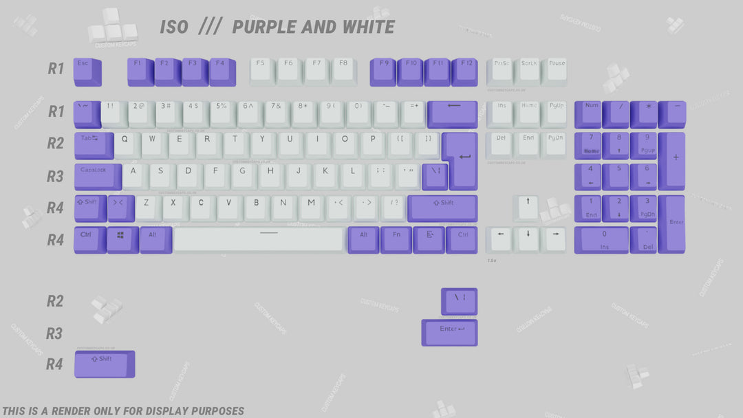 Purple and White ABS Keycaps - ISO Layout