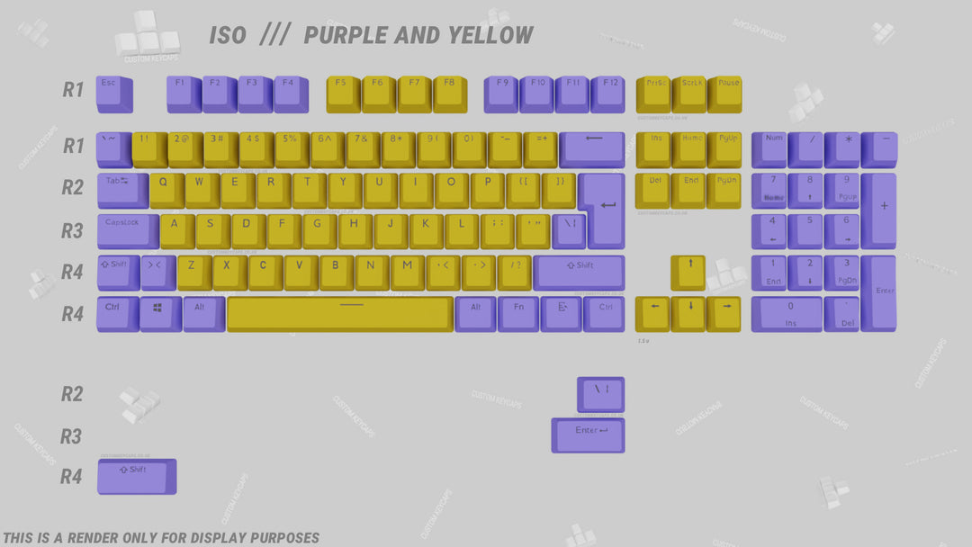 Yellow and Purple ABS Keycaps - ISO Layout