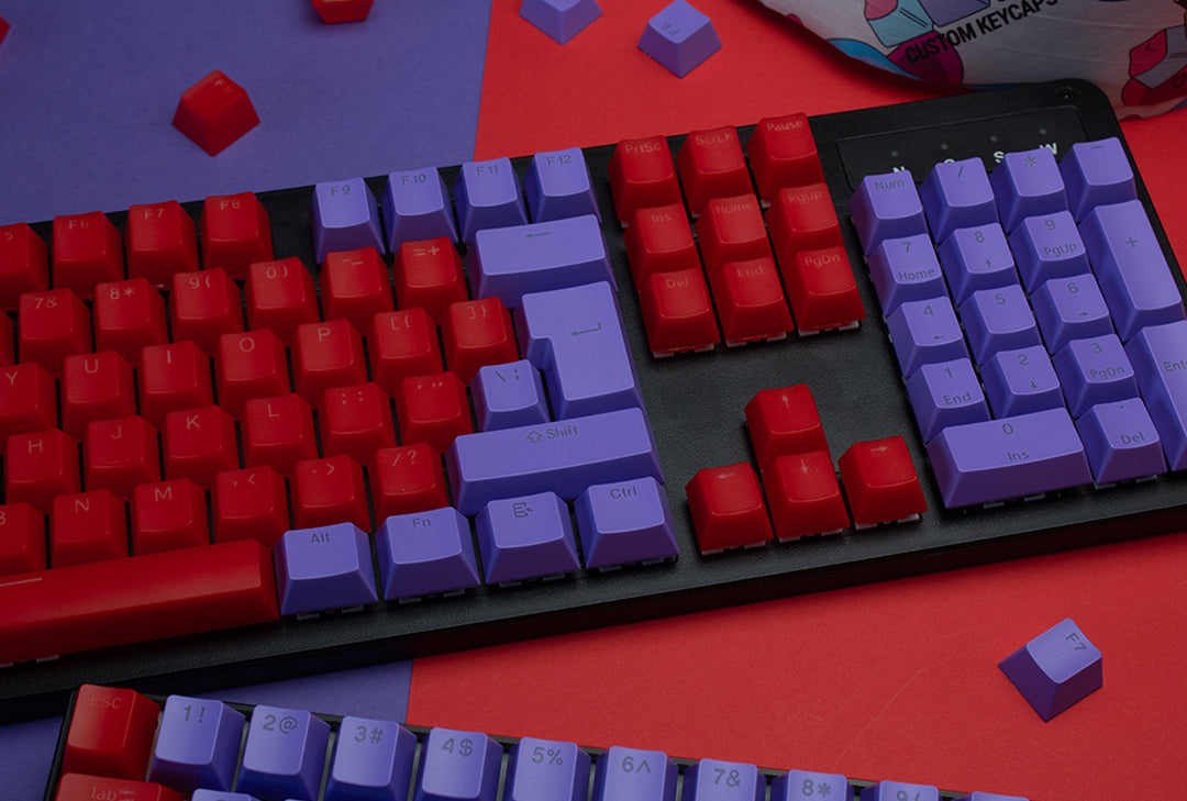 Red and Purple ABS Keycaps - ISO Layout