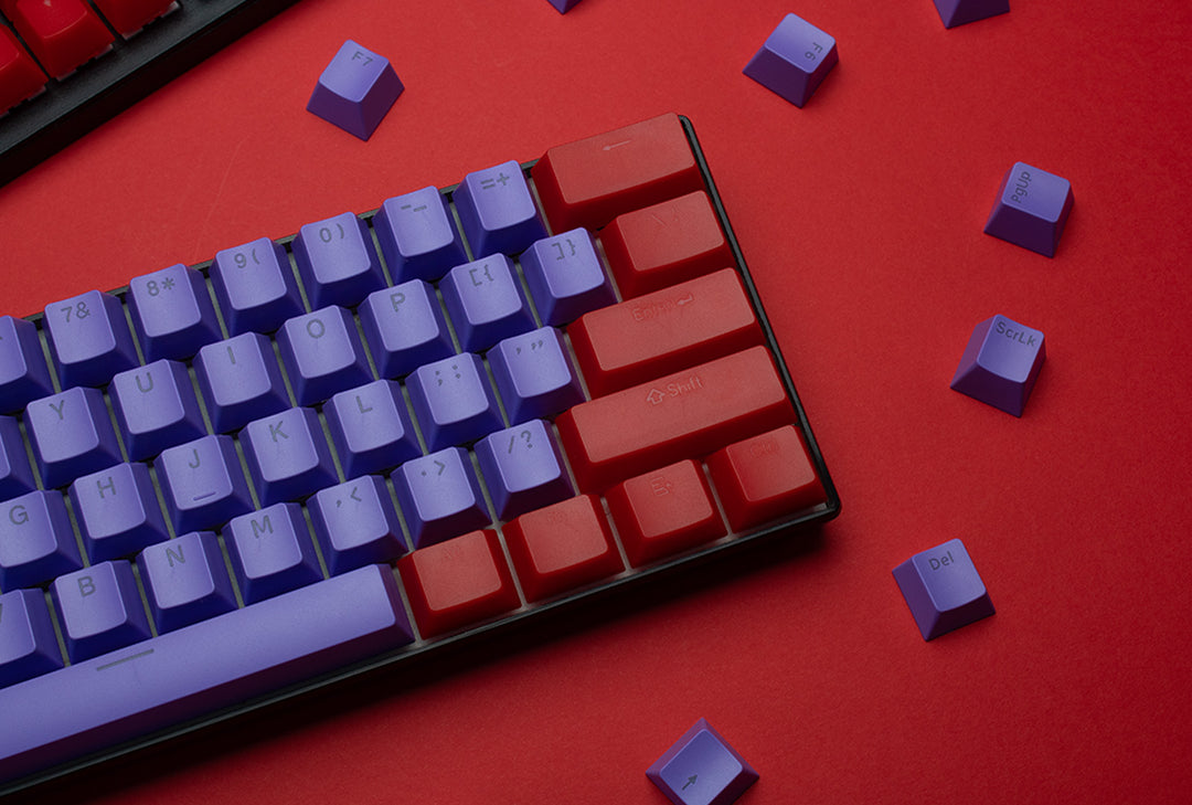 Red and Purple ABS Keycaps - ISO Layout