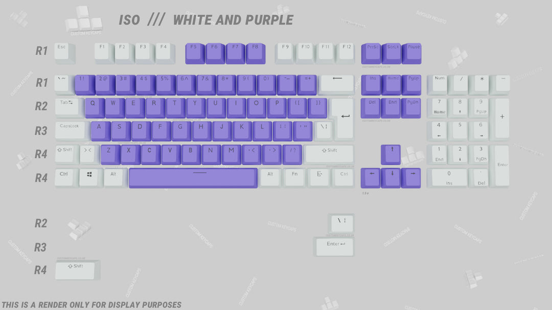 Purple and White ABS Keycaps - ISO Layout