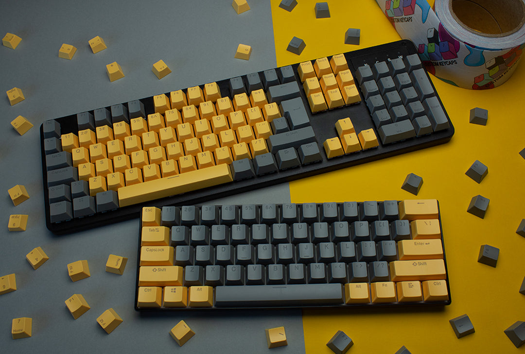 Yellow and Grey ABS Keycaps - ISO Layout