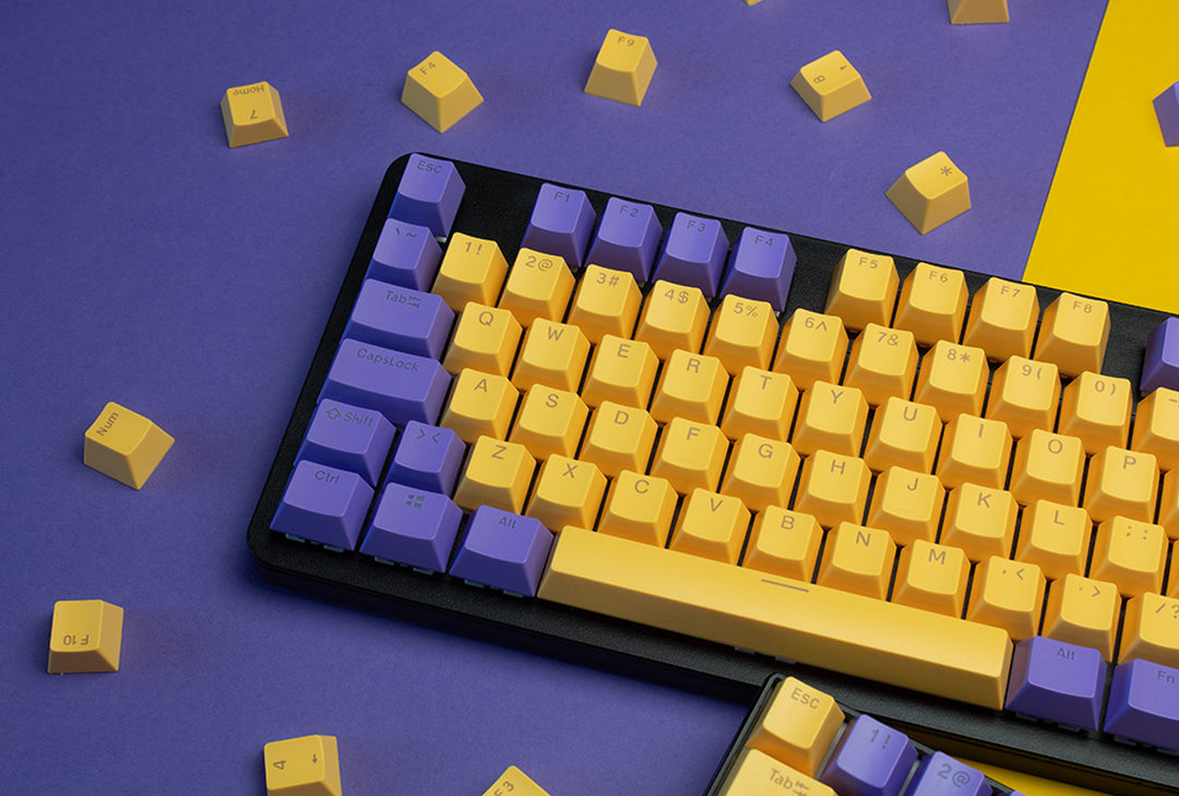 Yellow and Purple ABS Keycaps - ISO Layout