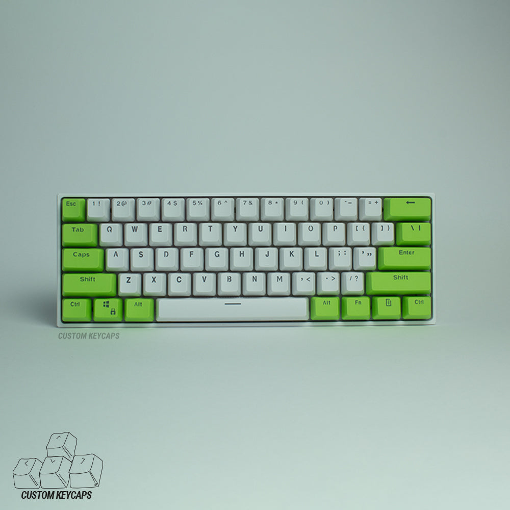 Green and White PBT Keycaps