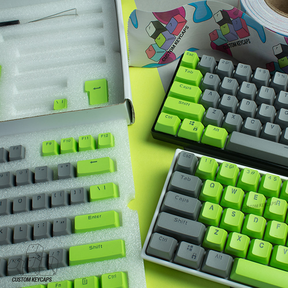 Grey and Green PBT Keycaps
