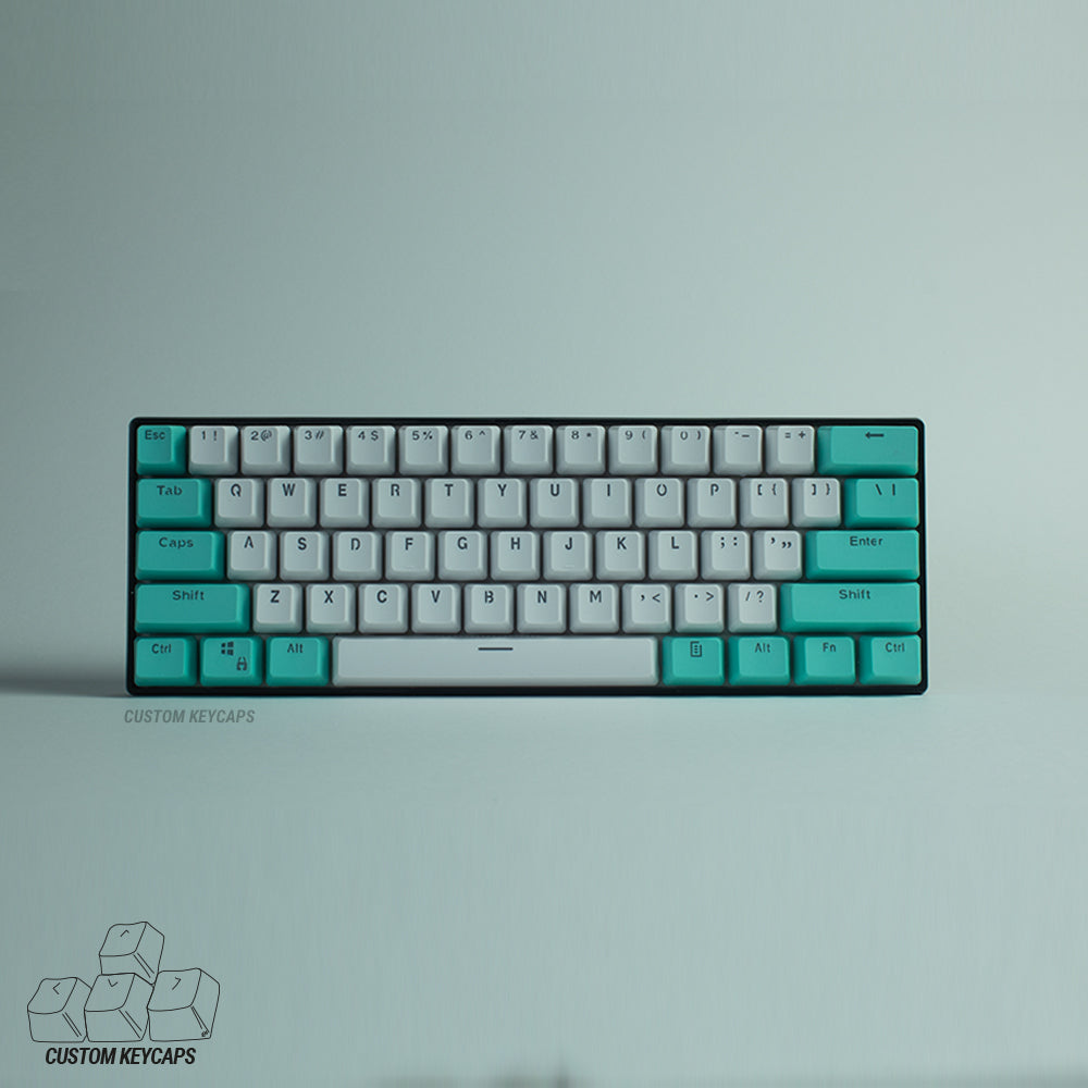 Cyan and White PBT Keycaps