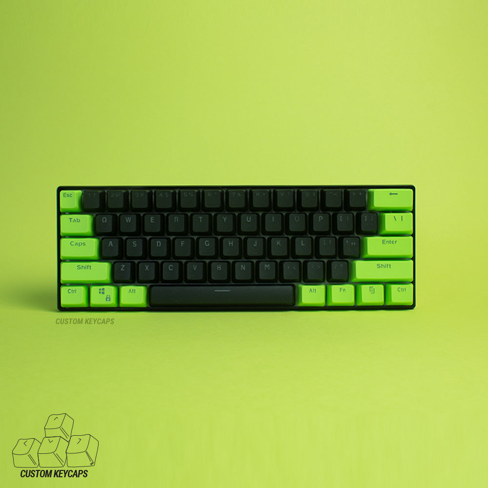 Black and Green PBT Keycaps