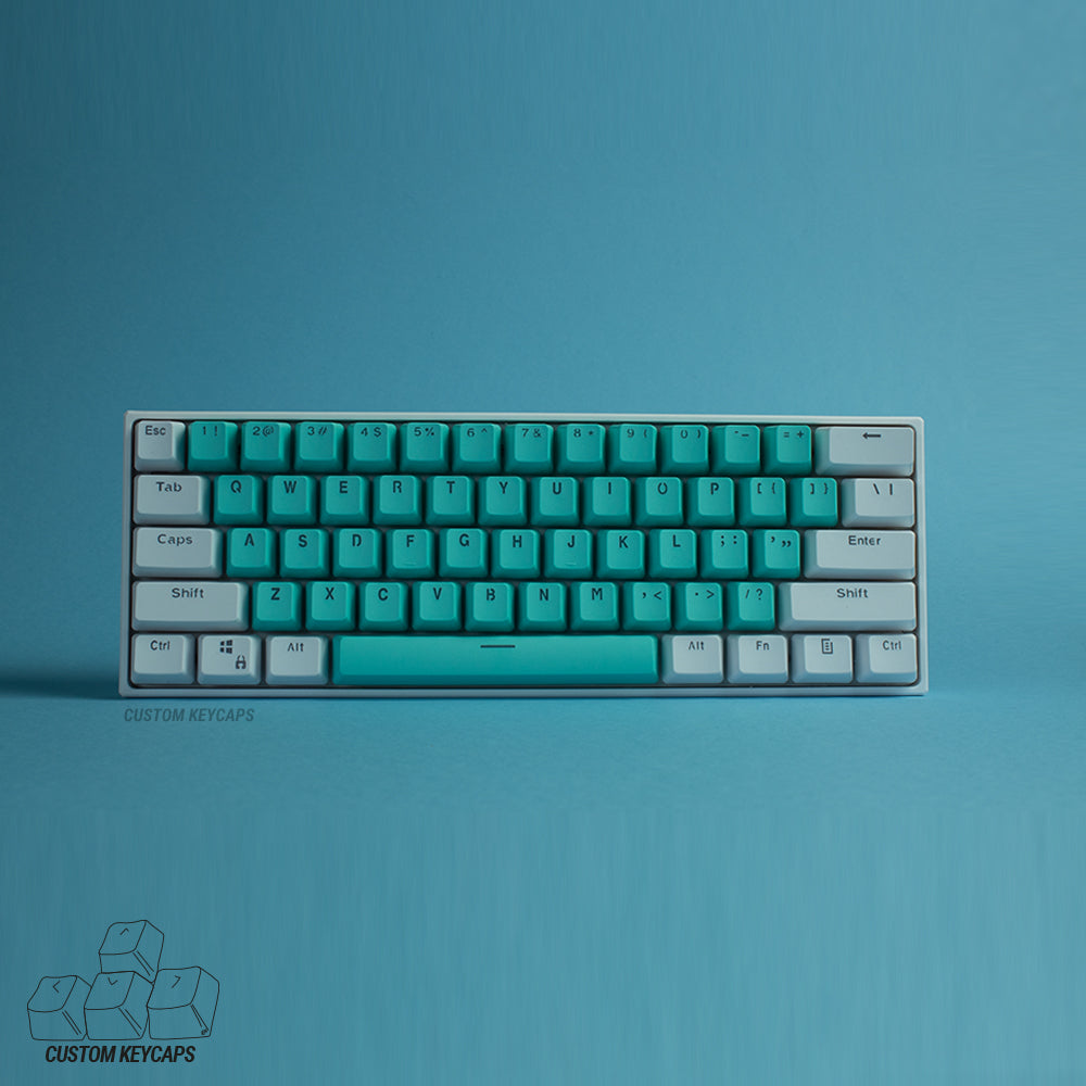 Cyan and White PBT Keycaps