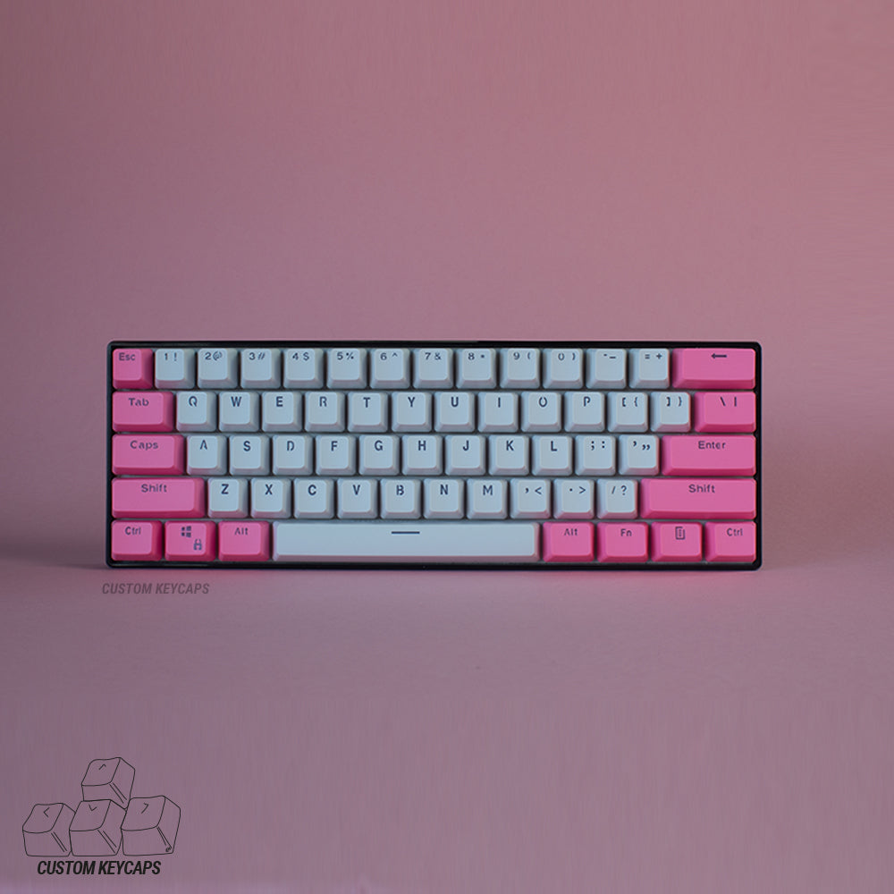 Pink and White PBT Keycaps