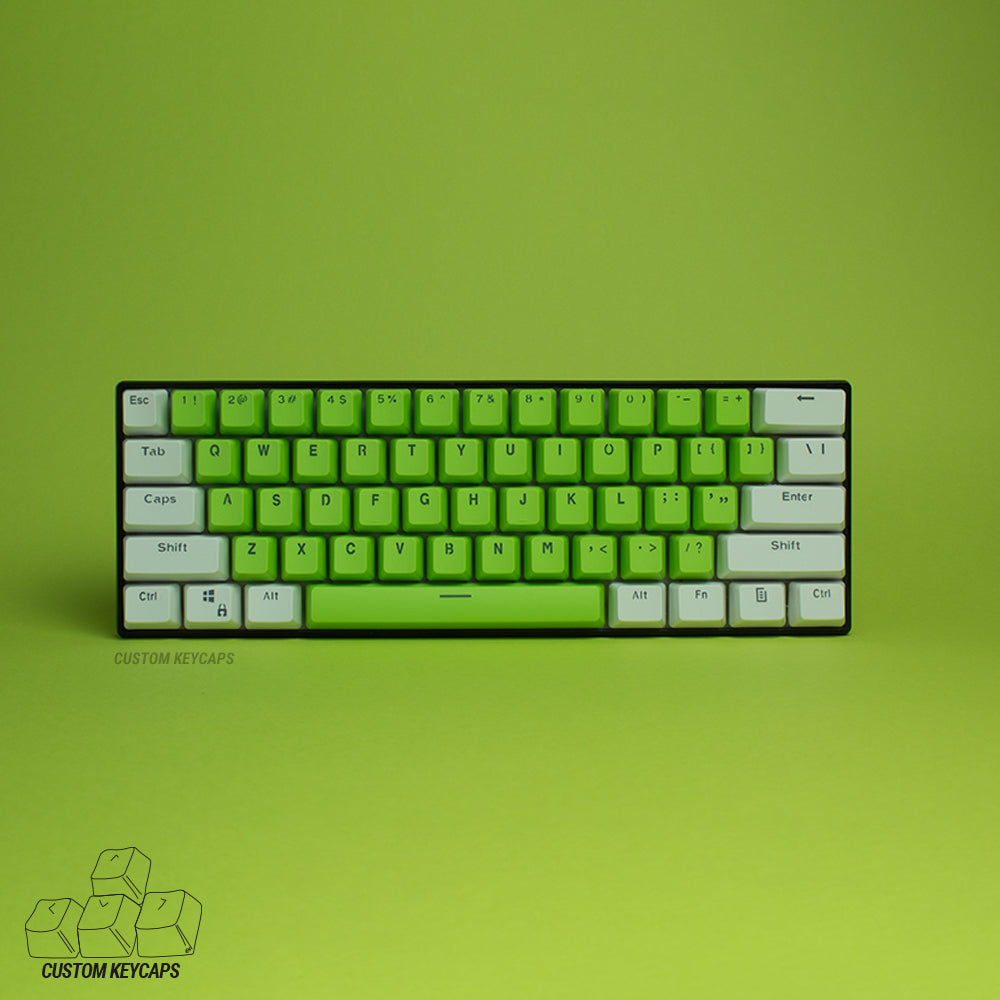 Green and White PBT Keycaps