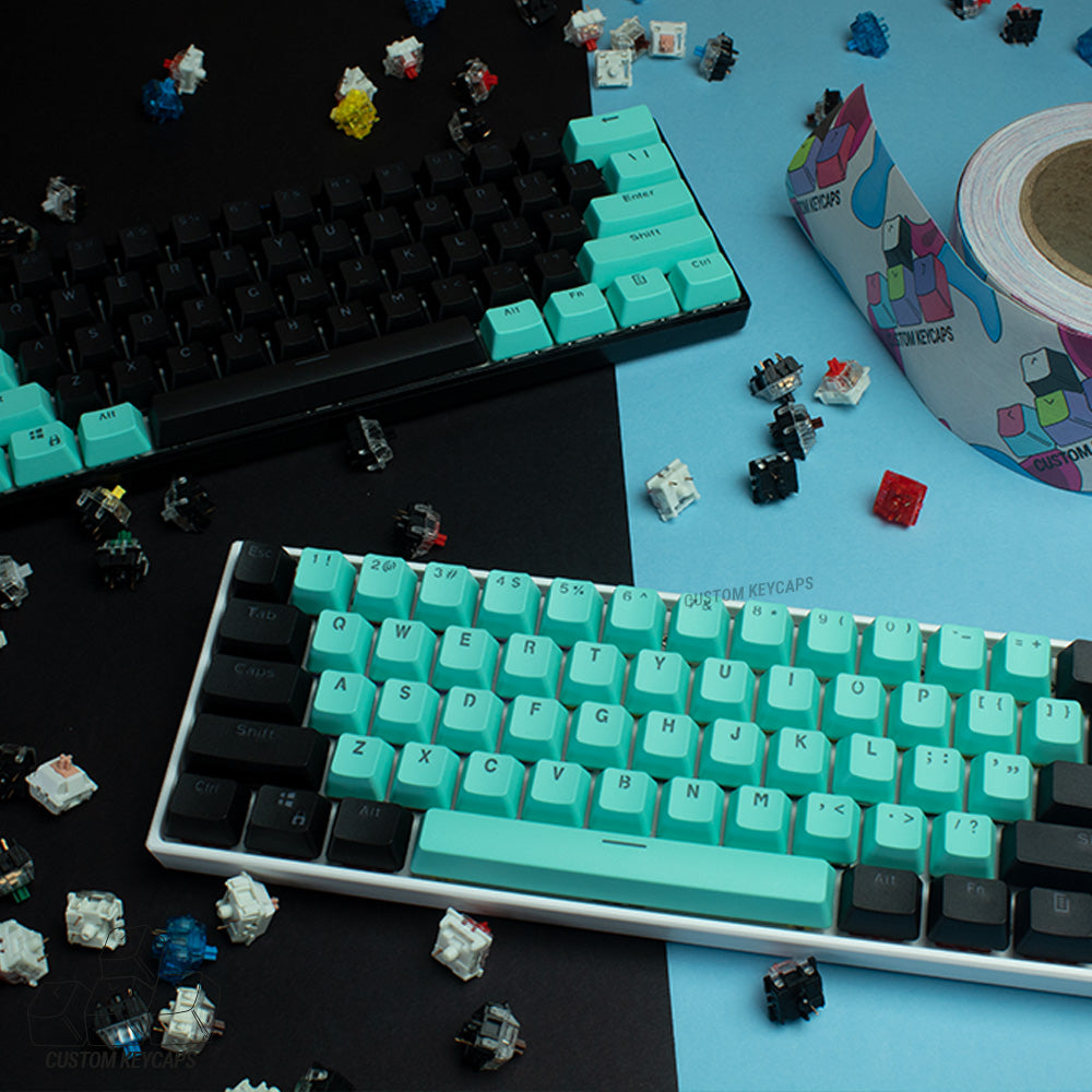 Black and Cyan PBT Keycaps – Custom Keycaps UK
