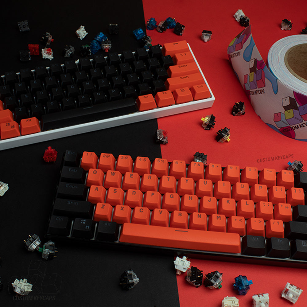 Sun Set Keycaps Black and Sunset Red PBT Keycaps – Custom Keycaps UK