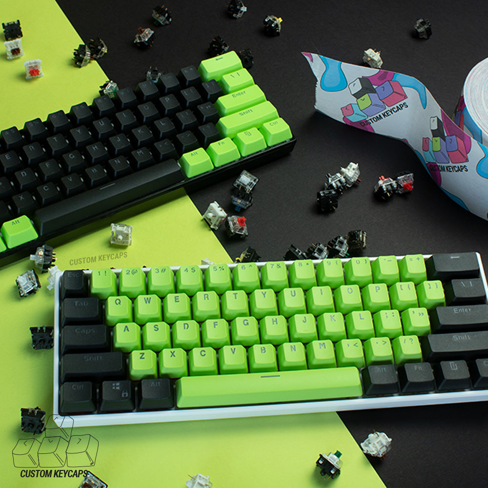 Black and Green PBT Keycaps