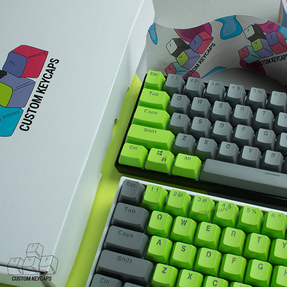 Grey and Green PBT Keycaps
