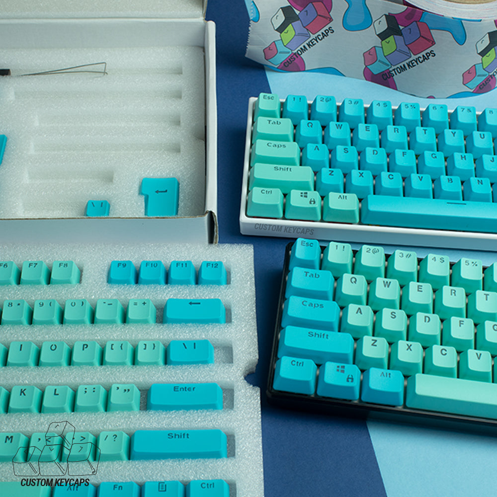 Cyan and Blue PBT Keycaps