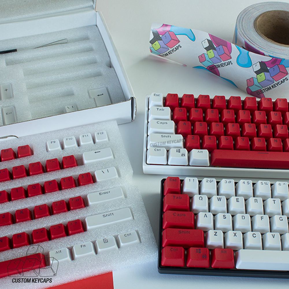 Red and White PBT Keycaps