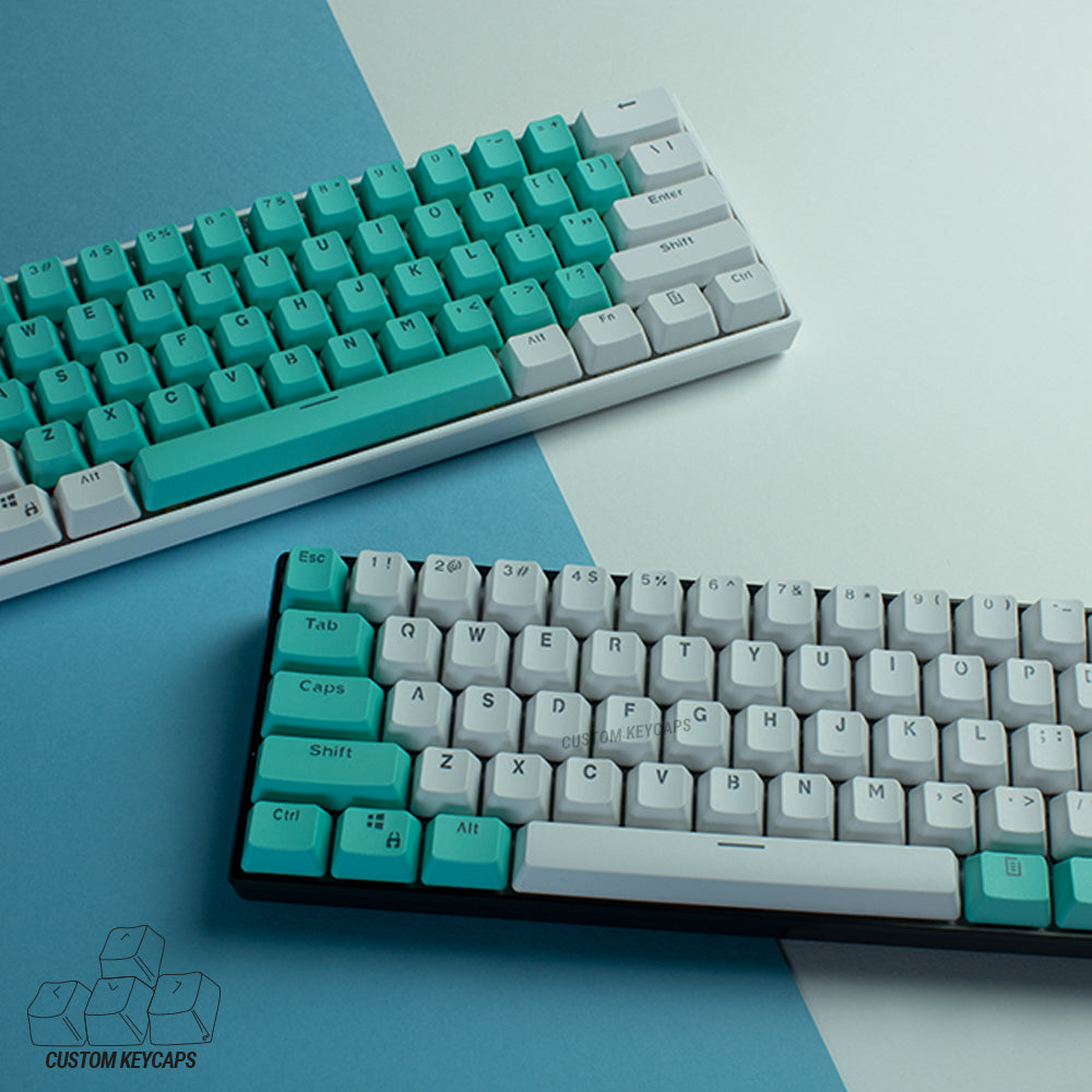 Cyan and White PBT Keycaps