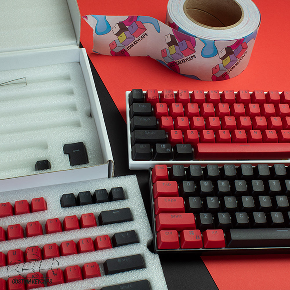 Black and Red PBT Keycaps
