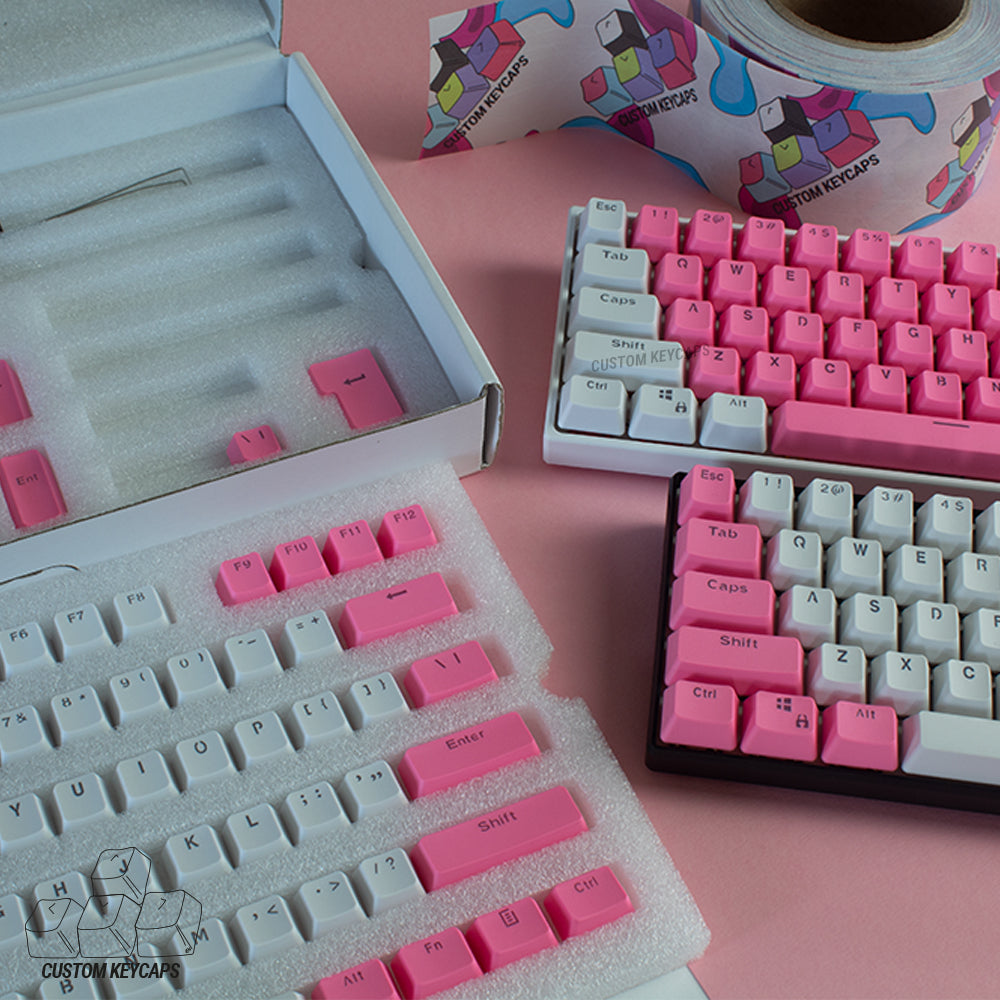 Pink and White PBT Keycaps