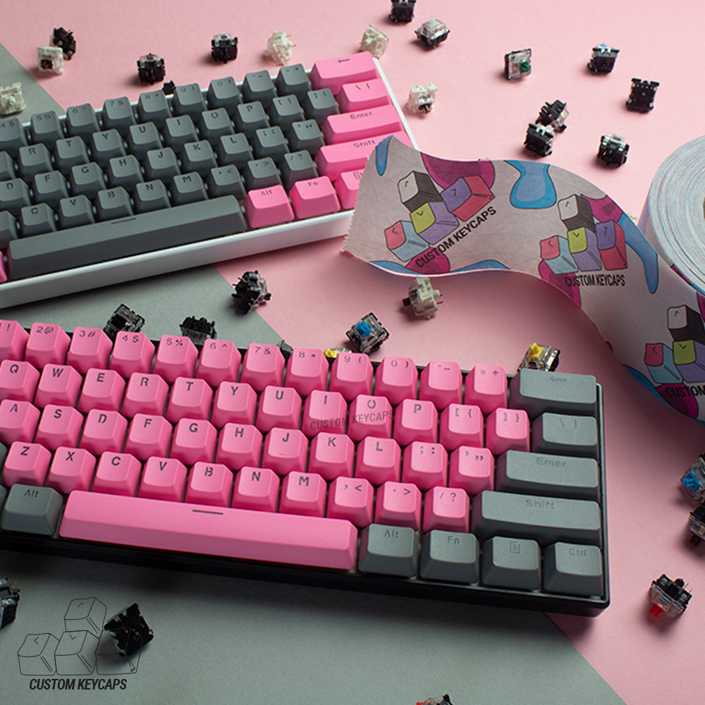 Pink and Grey PBT Keycaps