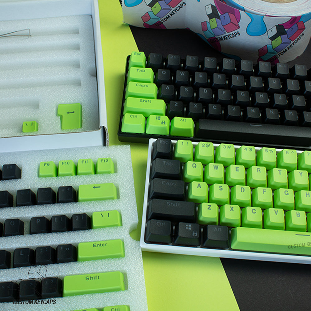 Black and Green PBT Keycaps