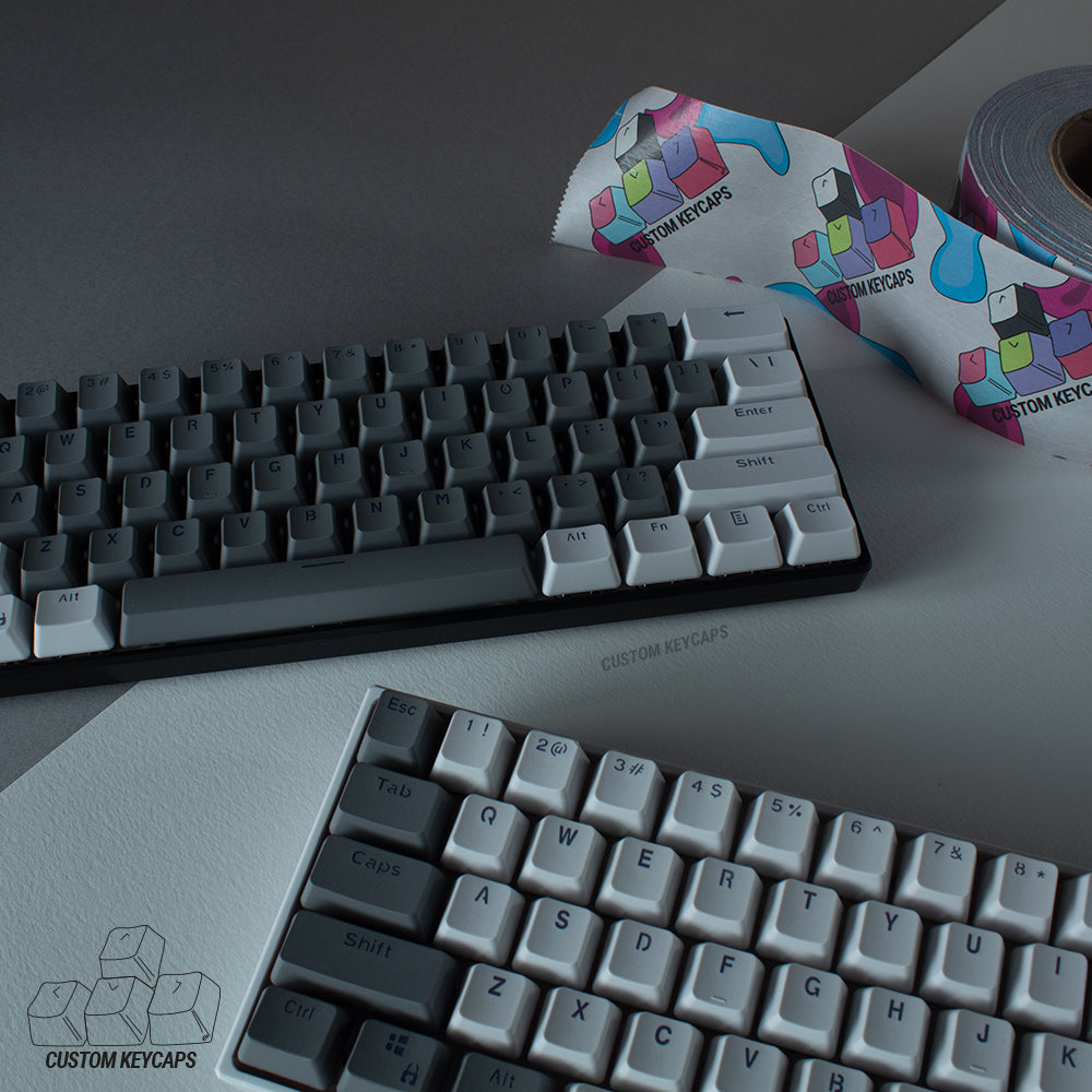 Grey and White PBT Keycaps – Custom Keycaps UK