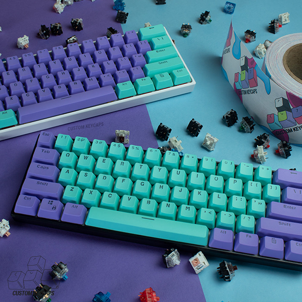 Purple and Cyan PBT Keycaps