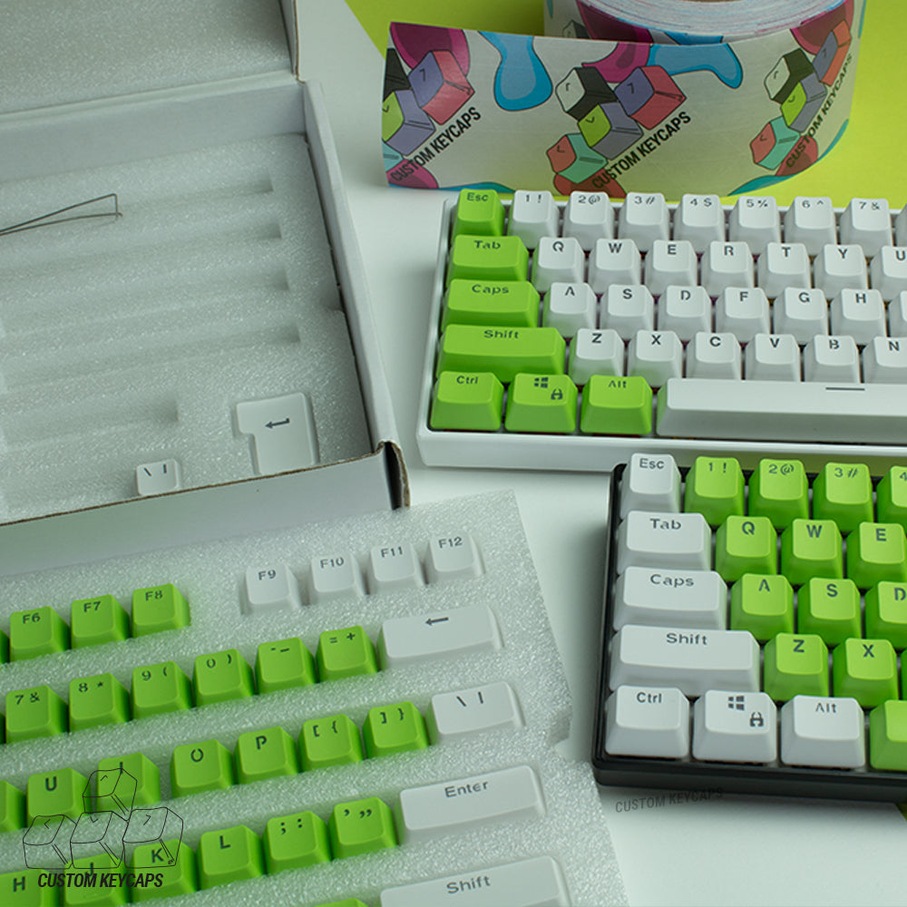 Green and White PBT Keycaps