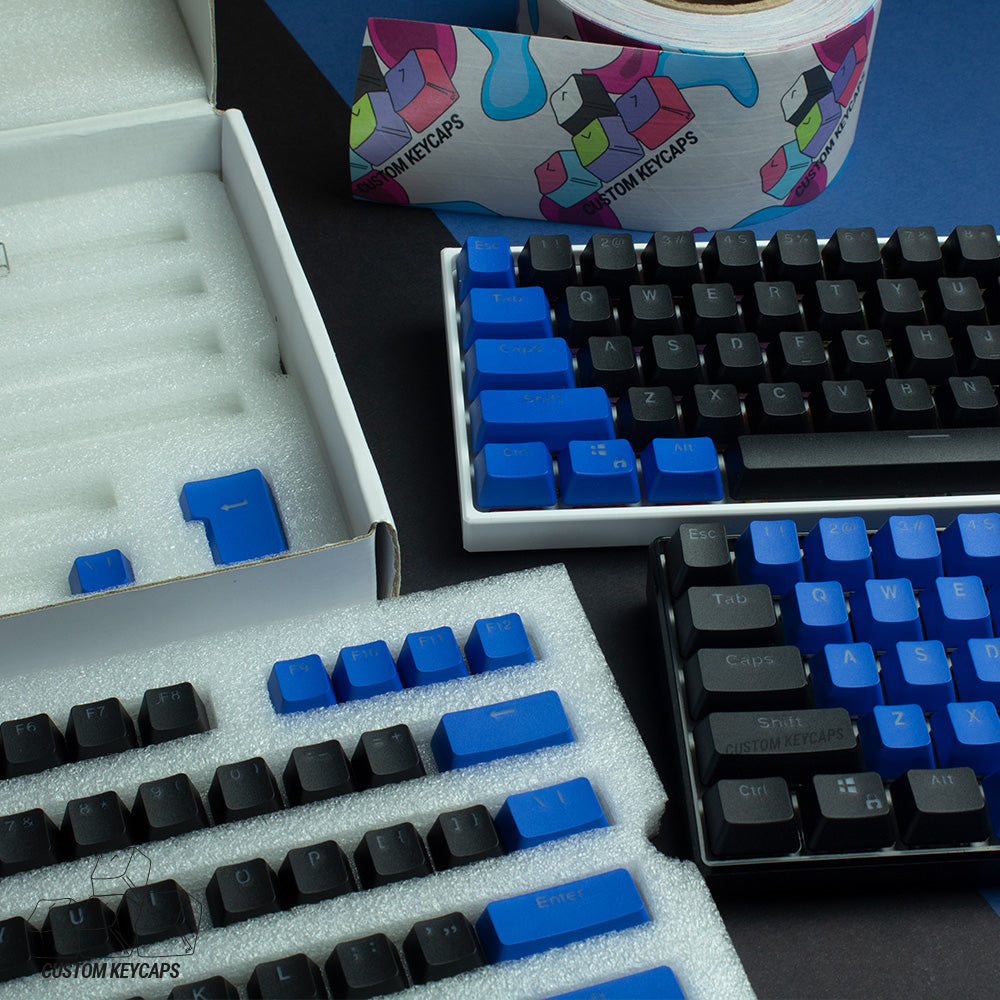 Black and Dark Blue PBT Keycaps