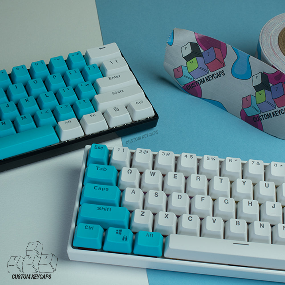 White and Blue PBT Keycaps