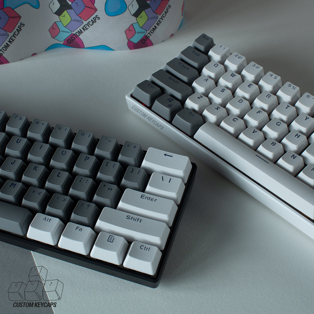 Grey and White PBT Keycaps