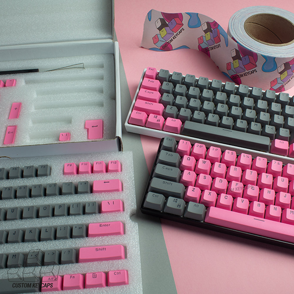 Pink and Grey PBT Keycaps