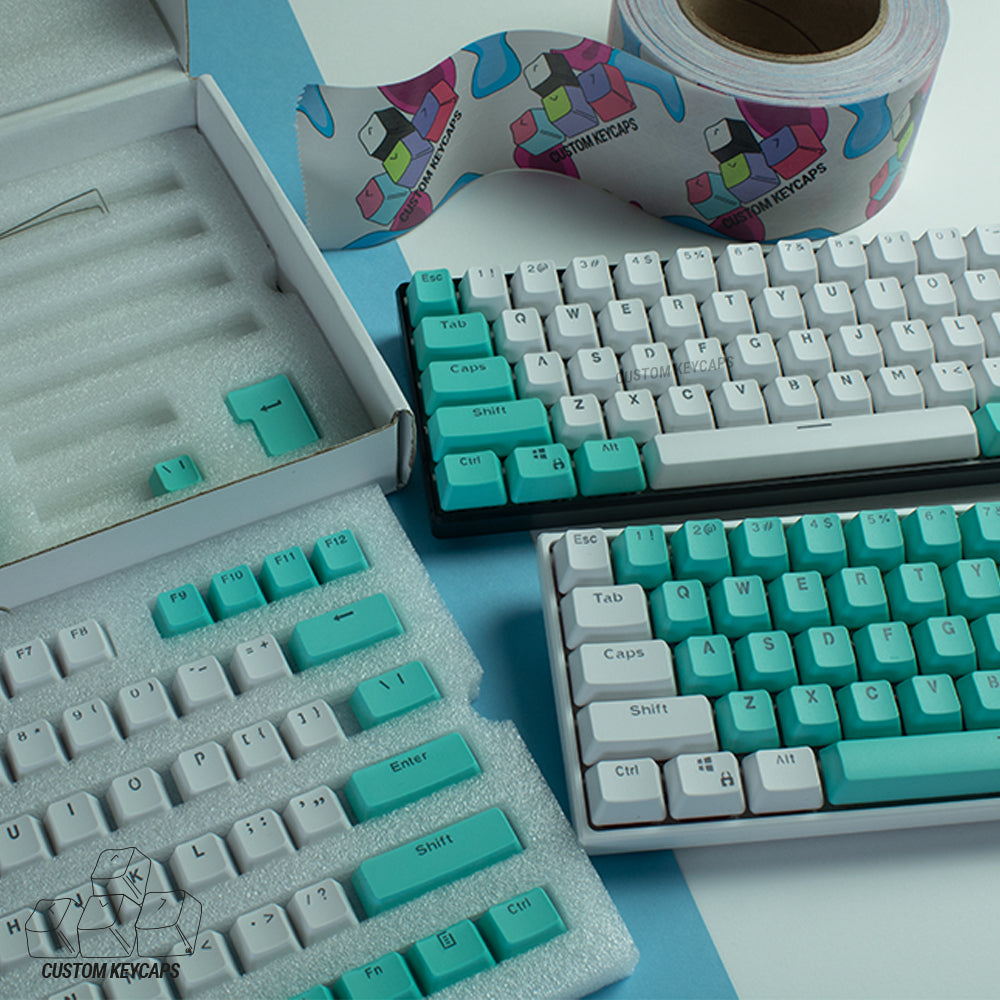 Cyan and White PBT Keycaps