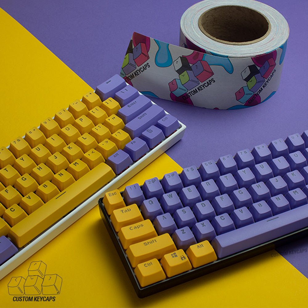 Yellow and Purple PBT Keycaps
