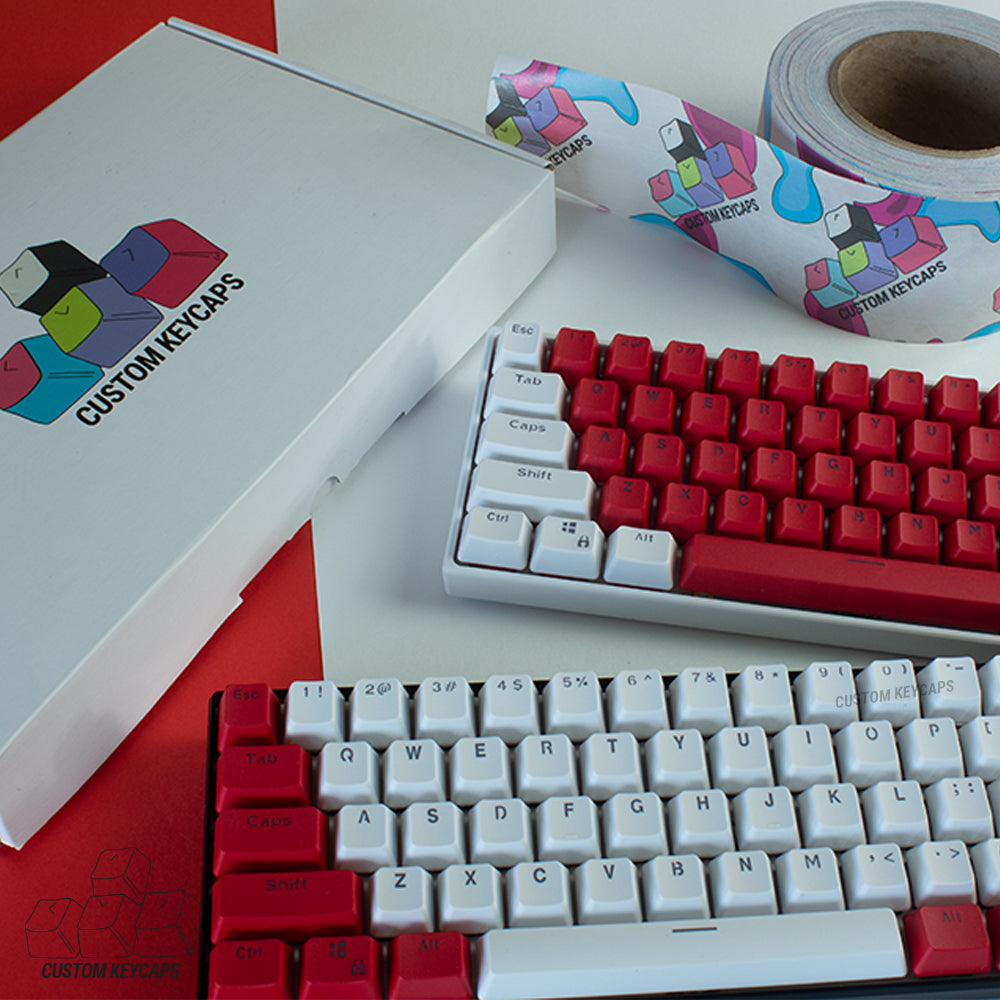 Red and White PBT Keycaps