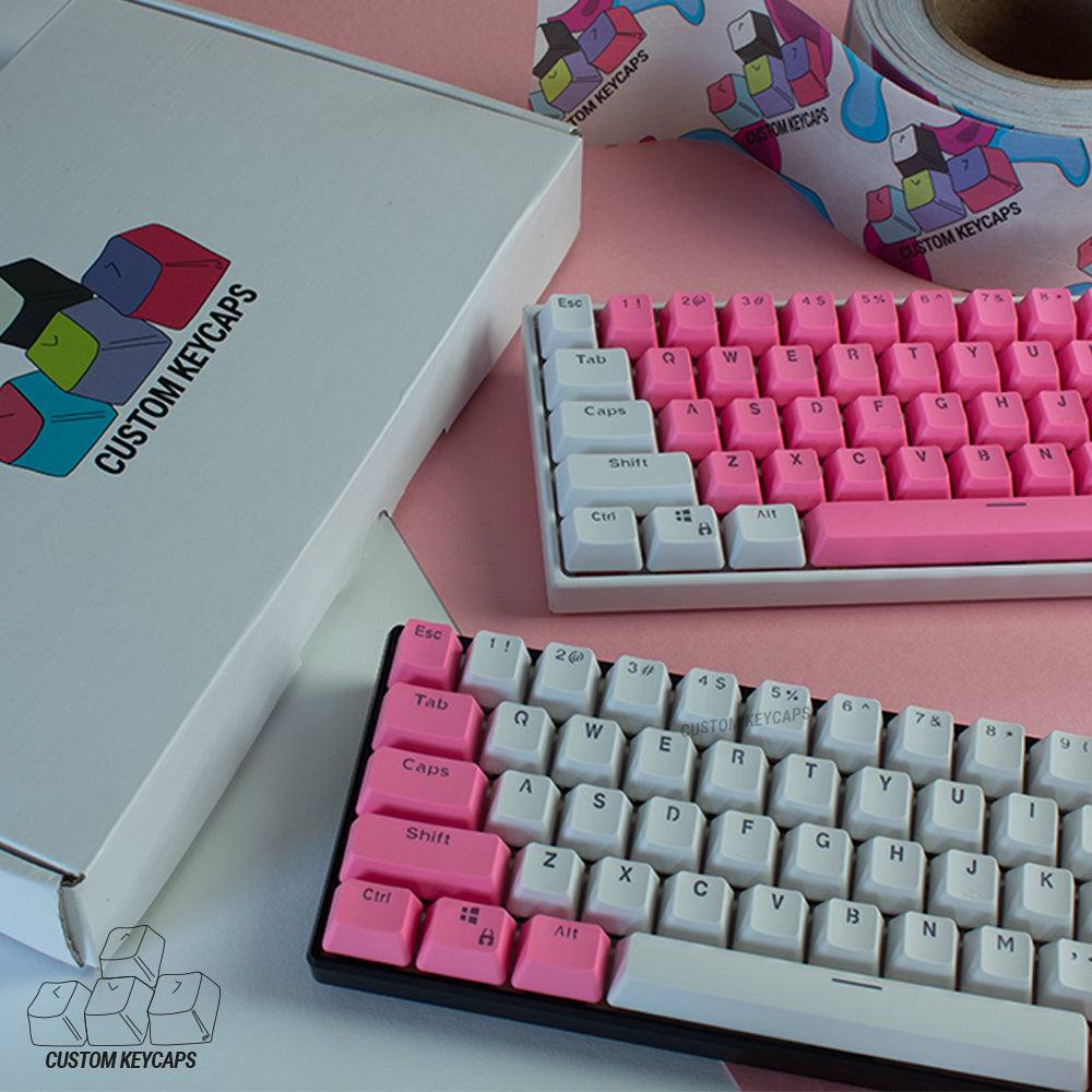 Pink and White PBT Keycaps