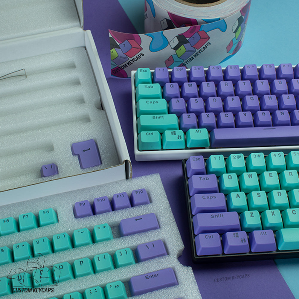 Purple and Cyan PBT Keycaps