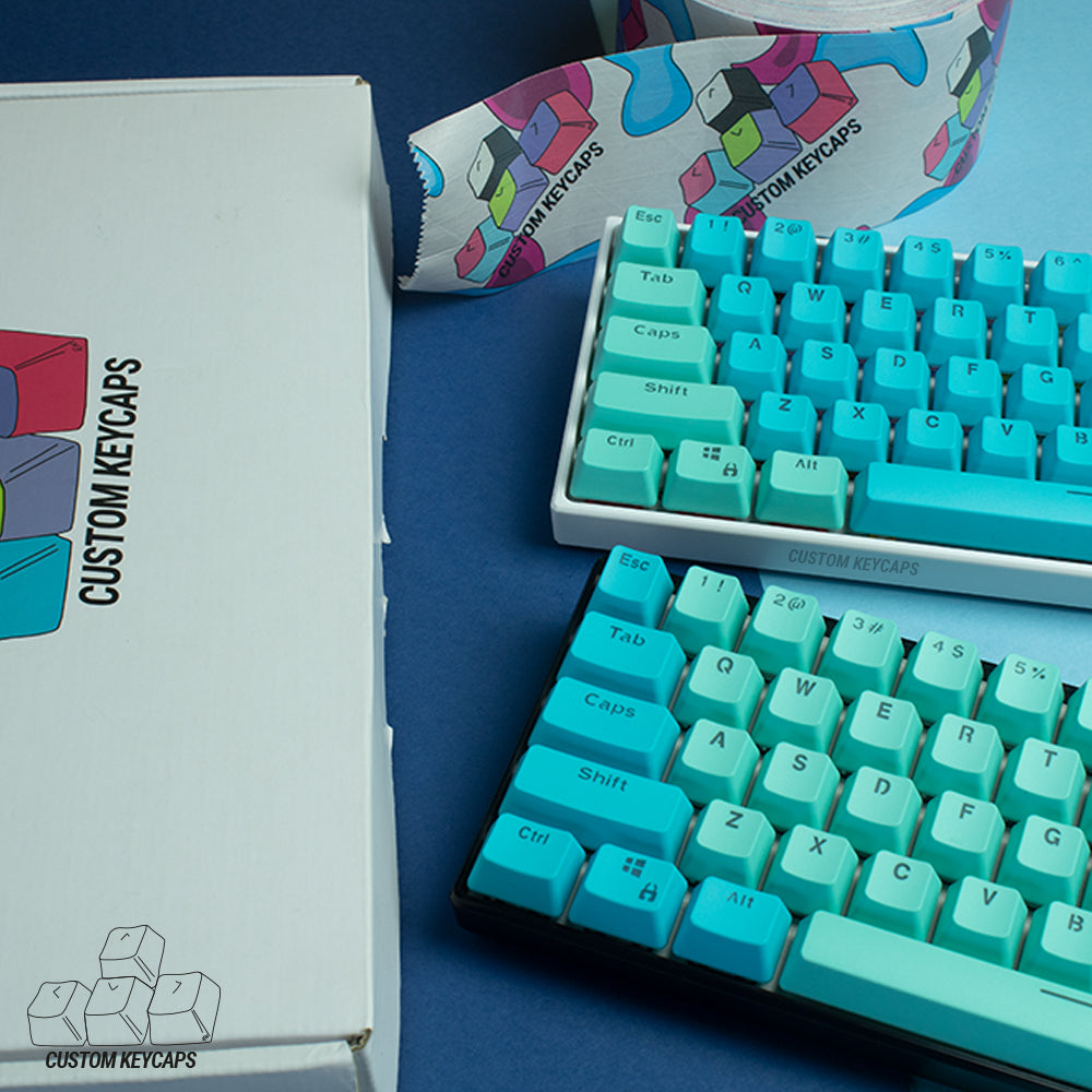 Cyan and Blue PBT Keycaps