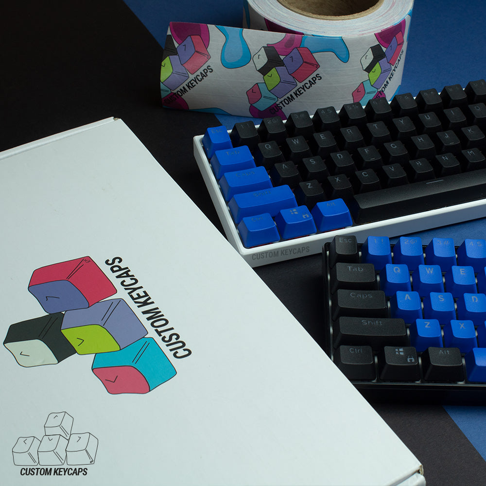 Black and Dark Blue PBT Keycaps