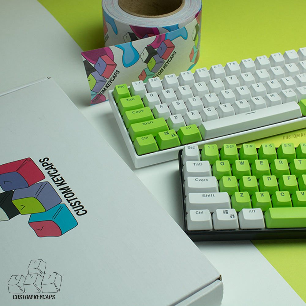 Green and White PBT Keycaps