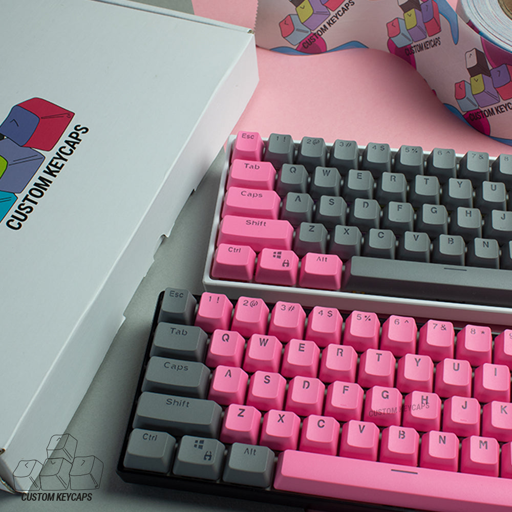 Pink and Grey PBT Keycaps