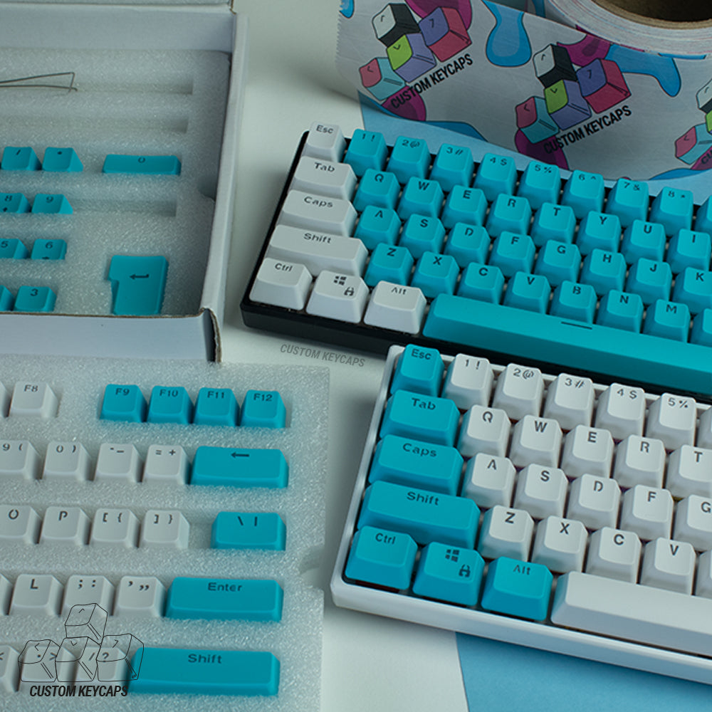 White and Blue PBT Keycaps