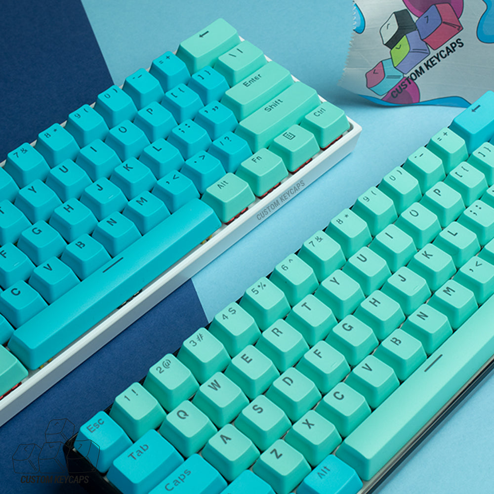 Cyan and Blue PBT Keycaps