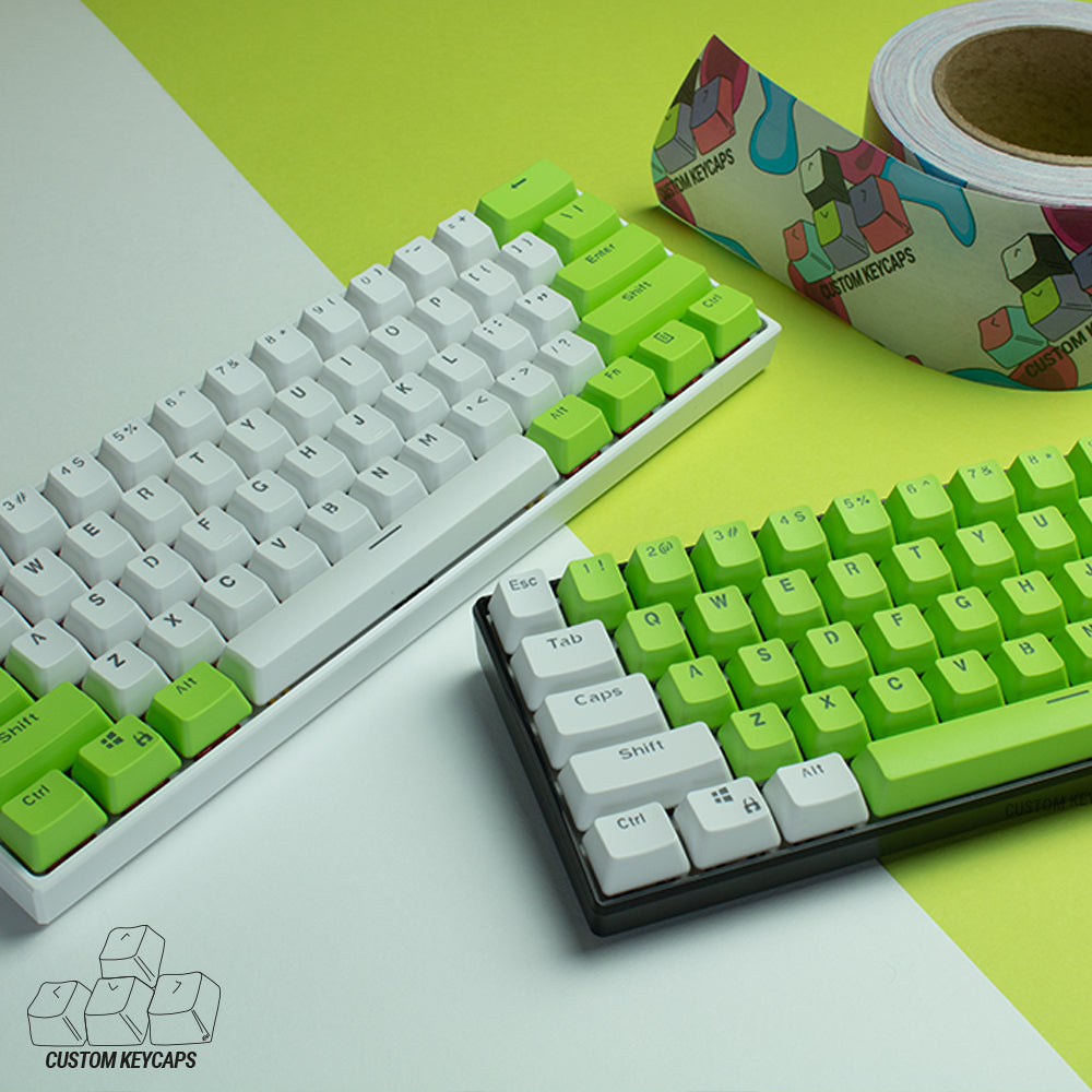 Green and White PBT Keycaps