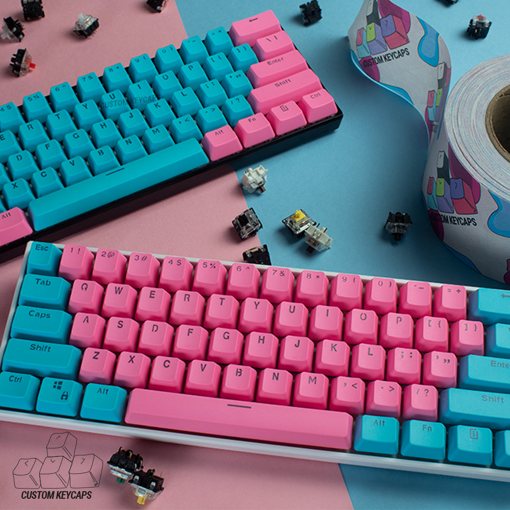 Pink and Blue PBT Keycaps – Custom Keycaps UK
