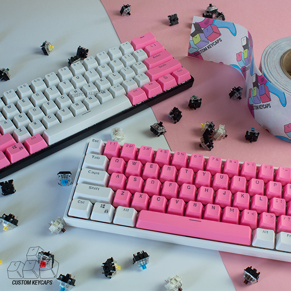 Pink and White PBT Keycaps